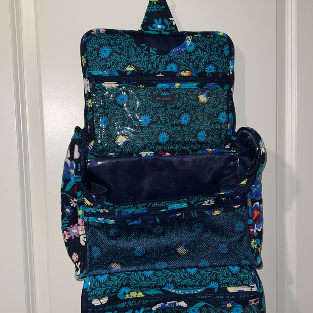 VERA BRADLEY Hanging Travel Organizer Flowery Aqua Theme Tie-Up - Picture 3 of 4